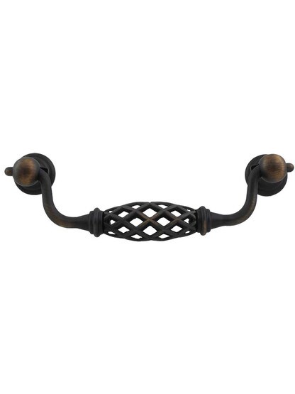 Tuscany Cabinet Bail Pull - 5 inch Center-to-Center in Antique Brushed Satin Brass.